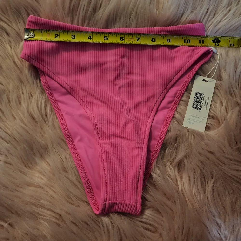 Frankies Bikinis Jenna ribbed high waist bikini bottom bright pink - Picture 5 of 9